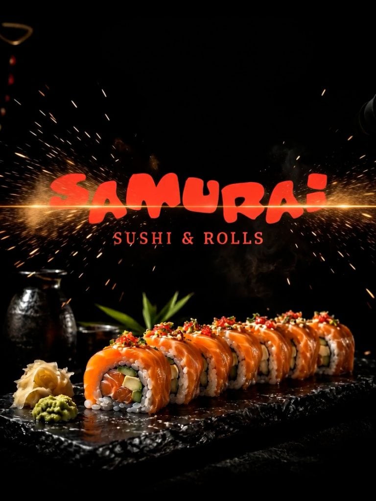Reclamă AI cinematică — SAMURAI Sushi & Rolls